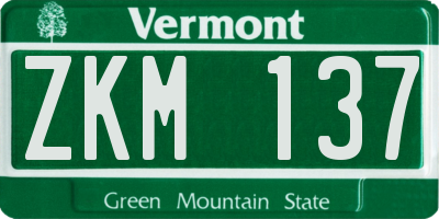 VT license plate ZKM137