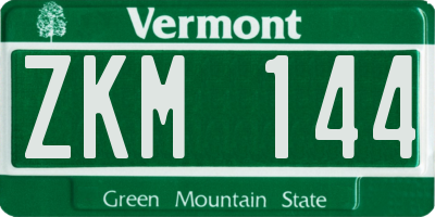 VT license plate ZKM144