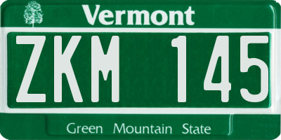 VT license plate ZKM145