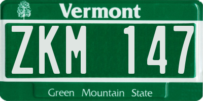 VT license plate ZKM147
