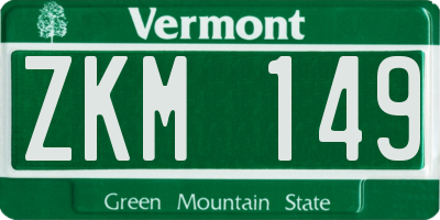 VT license plate ZKM149