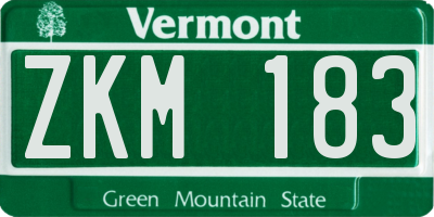 VT license plate ZKM183