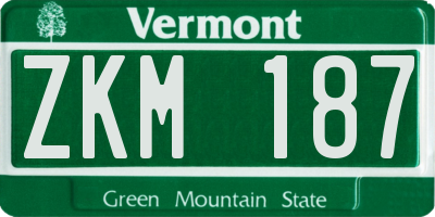 VT license plate ZKM187
