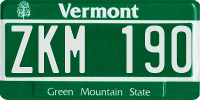 VT license plate ZKM190