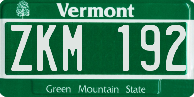 VT license plate ZKM192