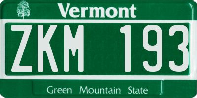 VT license plate ZKM193