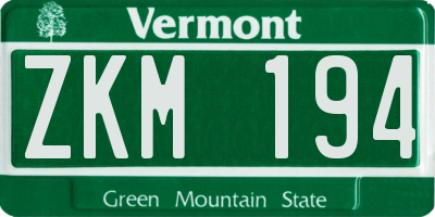 VT license plate ZKM194