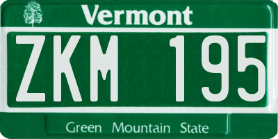 VT license plate ZKM195
