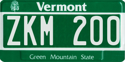 VT license plate ZKM200