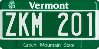 VT license plate ZKM201