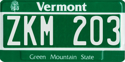 VT license plate ZKM203