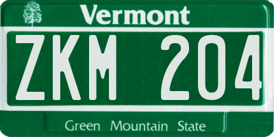 VT license plate ZKM204
