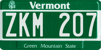 VT license plate ZKM207