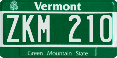 VT license plate ZKM210