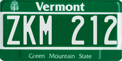 VT license plate ZKM212