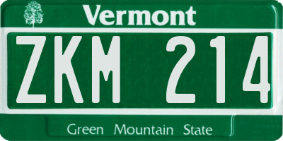 VT license plate ZKM214