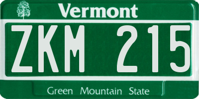 VT license plate ZKM215