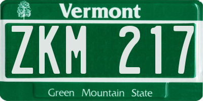 VT license plate ZKM217