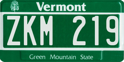 VT license plate ZKM219
