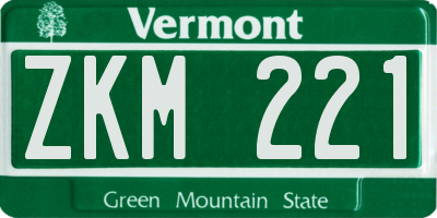 VT license plate ZKM221