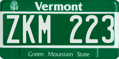 VT license plate ZKM223