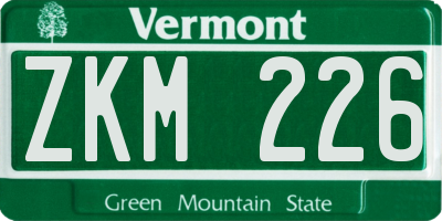 VT license plate ZKM226
