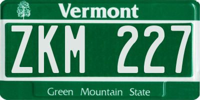 VT license plate ZKM227
