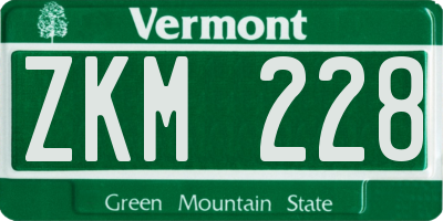 VT license plate ZKM228