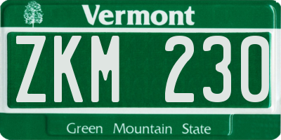 VT license plate ZKM230