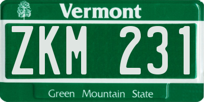 VT license plate ZKM231