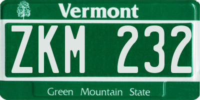 VT license plate ZKM232