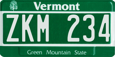 VT license plate ZKM234