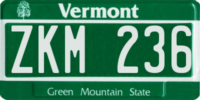 VT license plate ZKM236