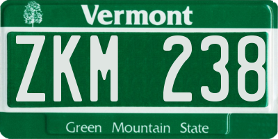 VT license plate ZKM238