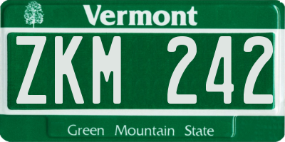 VT license plate ZKM242