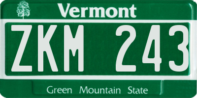 VT license plate ZKM243