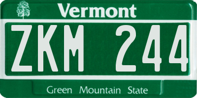 VT license plate ZKM244
