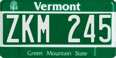 VT license plate ZKM245