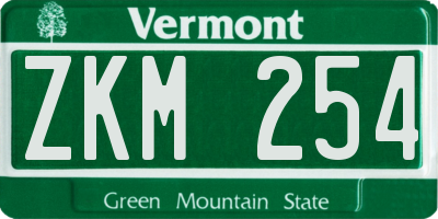 VT license plate ZKM254