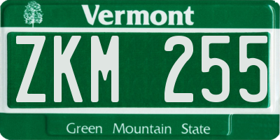 VT license plate ZKM255