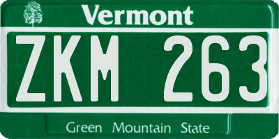 VT license plate ZKM263
