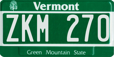 VT license plate ZKM270