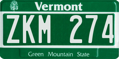 VT license plate ZKM274
