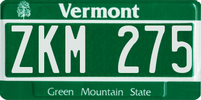 VT license plate ZKM275