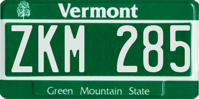VT license plate ZKM285