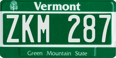 VT license plate ZKM287
