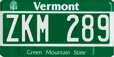 VT license plate ZKM289