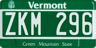VT license plate ZKM296