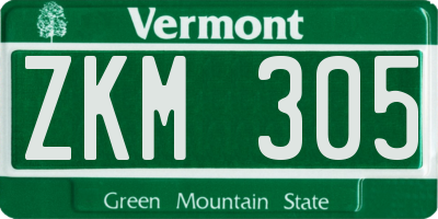 VT license plate ZKM305