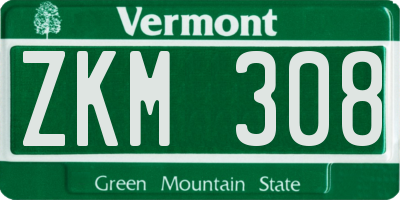 VT license plate ZKM308